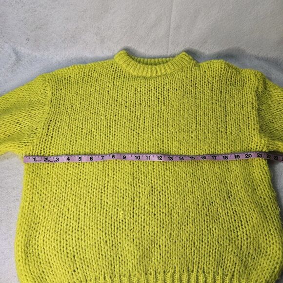 VERO MODA Lime Green Balloon Sleeve Knit Sweater Sz S Oversized - Picture 5 of 6